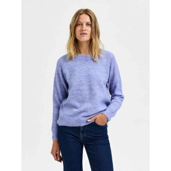 Selected Femme Purple Alpaca Wool Crewneck Sweater Small - Picture 1 of 7